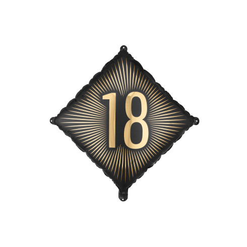 Čierny fóliový balón 18 s zlatým nápisom, 46 × 46 cm